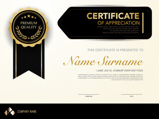diploma certificate template black and gold color with luxury and modern style vector image.