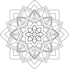 Easy Mandala coloring book simple and basic for beginners, seniors and children. Set of Mehndi flower pattern for Henna drawing and tattoo. Decoration in ethnic oriental, Indian style.