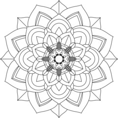 Easy Mandala coloring book simple and basic for beginners, seniors and children. Set of Mehndi flower pattern for Henna drawing and tattoo. Decoration in ethnic oriental, Indian style.