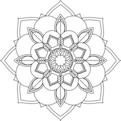 Easy Mandala coloring book simple and basic for beginners, seniors and children. Set of Mehndi flower pattern for Henna drawing and tattoo. Decoration in ethnic oriental, Indian style.