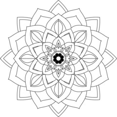 Obraz premium Easy Mandala coloring book simple and basic for beginners, seniors and children. Set of Mehndi flower pattern for Henna drawing and tattoo. Decoration in ethnic oriental, Indian style.