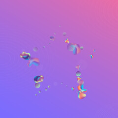 Iridescent Bubbles Party Vector Blue Background. 