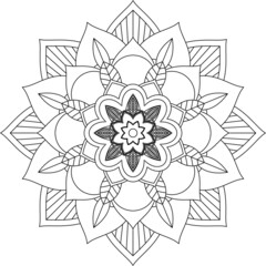 Easy Mandala coloring book simple and basic for beginners, seniors and children. Set of Mehndi flower pattern for Henna drawing and tattoo. Decoration in ethnic oriental, Indian style.
