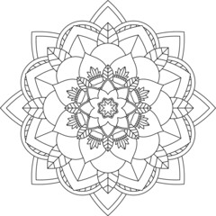 Easy Mandala coloring book simple and basic for beginners, seniors and children. Set of Mehndi flower pattern for Henna drawing and tattoo. Decoration in ethnic oriental, Indian style.