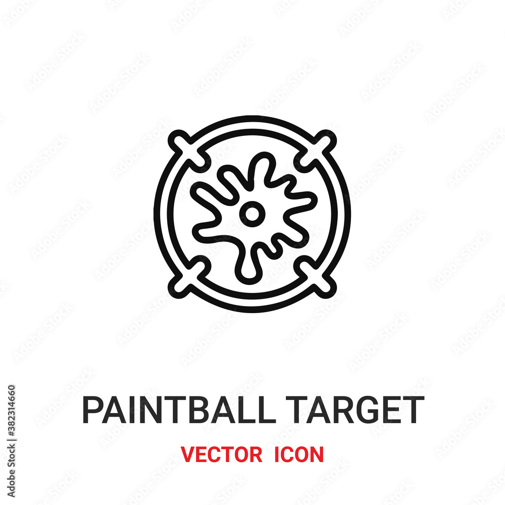 Poster paintball target icon vector symbol. paintball symbol icon vector for your design. modern outline ic