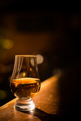 Close up shot a Glencairn whisky glass