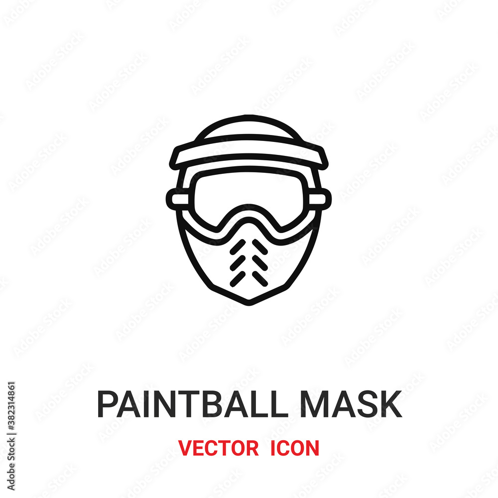 Poster paintball mask icon vector symbol. paintball mask symbol icon vector for your design. modern outline