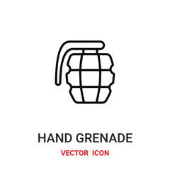 hand grenade icon vector symbol. hand grenade symbol icon vector for your design. Modern outline icon for your website and mobile app design.