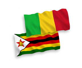 Flags of Zimbabwe and Mali on a white background