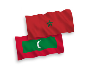 Flags of Maldives and Morocco on a white background