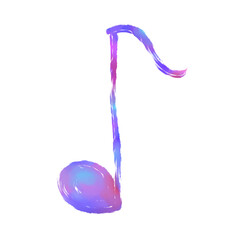 シンプルな青色と赤色の八分音符　音楽イメージ