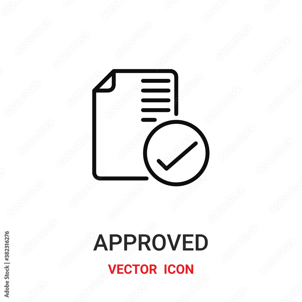 Poster approved icon vector symbol. approved symbol icon vector for your design. modern outline icon for yo