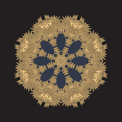straw mandala on black background