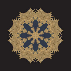 straw mandala on black background