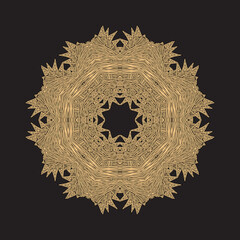 straw mandala on black background