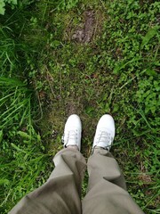 hiking boots in forest