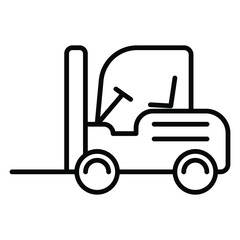 Forklift icon. Isolated vector of construction equipment. 
Heavy equipment vehicles. Illustration of outline icon on white background. 
Perfect use for icons, web, patterns, designs, etc.