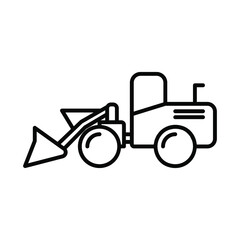 wheel loader icon. Isolated vector of construction equipment. 
Heavy equipment vehicles. Illustration of outline icon on white background. 
Perfect use for icons, web, patterns, designs, etc.