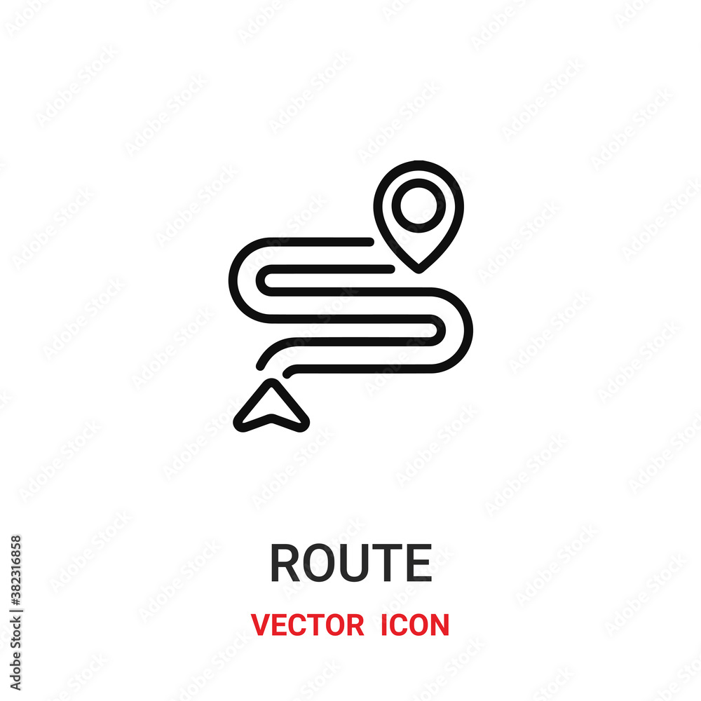 Poster route icon vector symbol. route symbol icon vector for your design. modern outline icon for your web