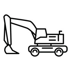 wheel excavator icon. Isolated vector of construction equipment. 
Heavy equipment vehicles. Illustration of outline icon on white background. 
Perfect use for icons, web, patterns, designs, etc.