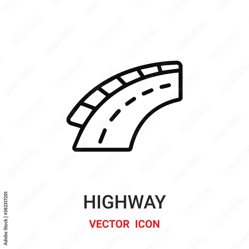 Poster highway icon vector symbol. highway symbol icon vector for your design. modern outline icon for your