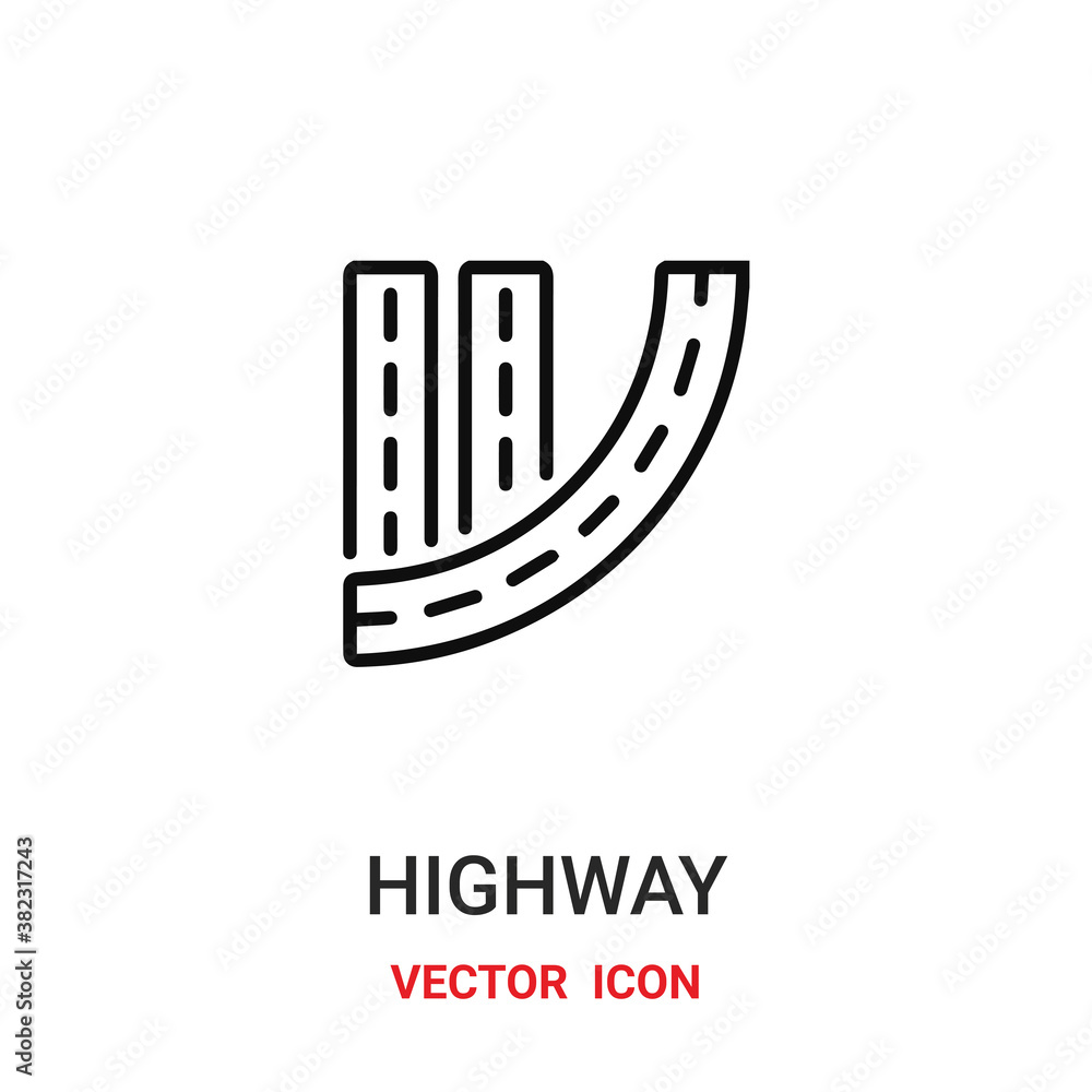 Poster highway icon vector symbol. highway symbol icon vector for your design. modern outline icon for your