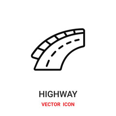 Fototapeta na wymiar highway icon vector symbol. highway symbol icon vector for your design. Modern outline icon for your website and mobile app design.