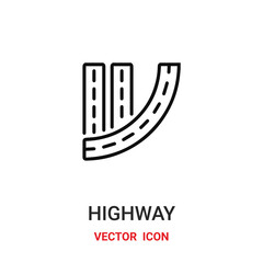 highway icon vector symbol. highway symbol icon vector for your design. Modern outline icon for your website and mobile app design.