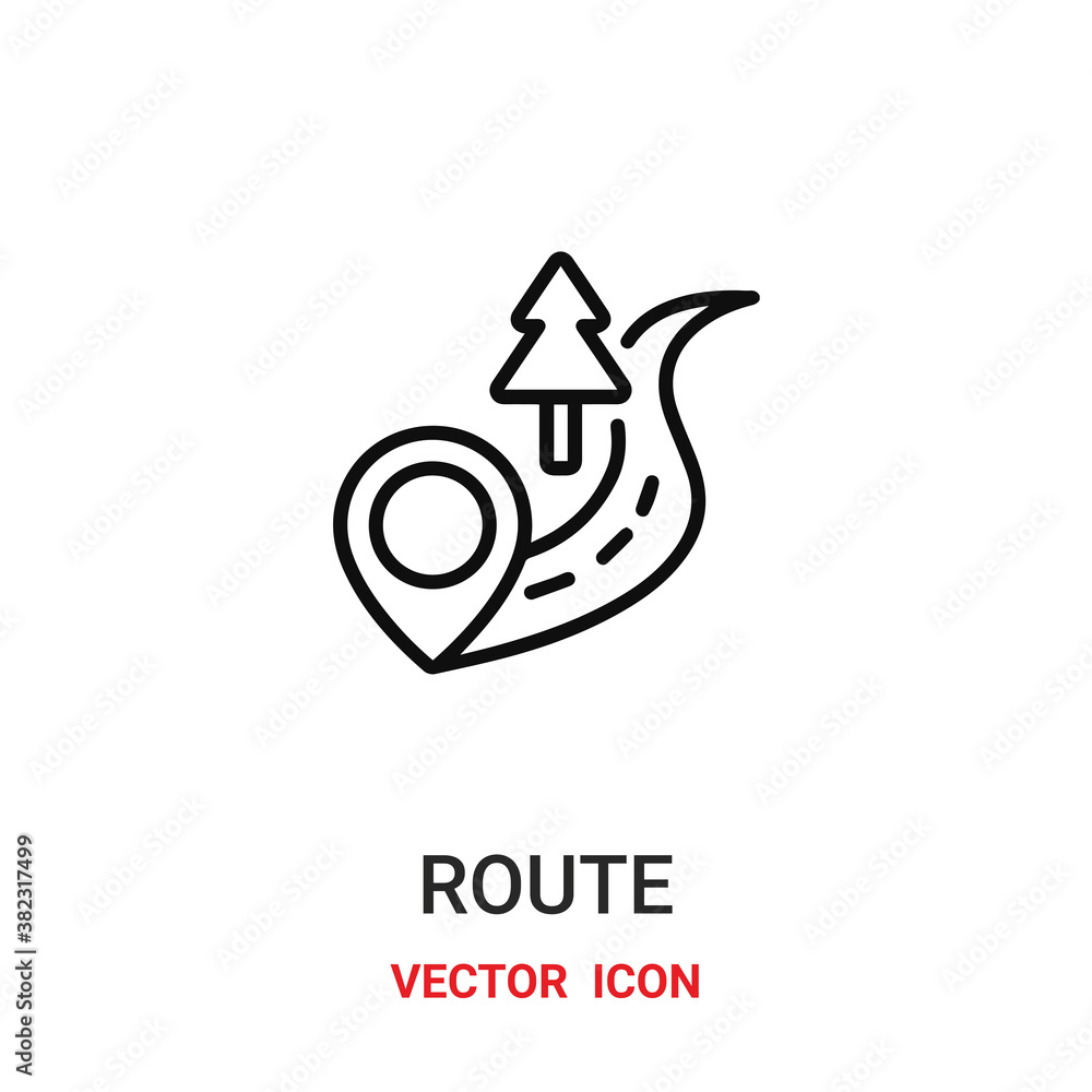 Poster route icon vector symbol. route symbol icon vector for your design. modern outline icon for your web