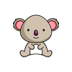 Obraz na płótnie Canvas Cute business koala icon on white background. Mascot cartoon animal character design of album, scrapbook, greeting card, invitation, flyer, sticker, card. Flat vector stock illustration.