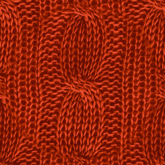 Red Nordic Knitting. Xmas Scandinavian Sweater. 