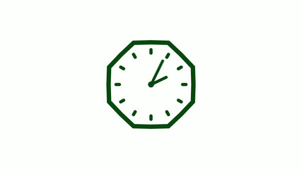 Counting down 12 hours green dark clock icon on white background,clock icon