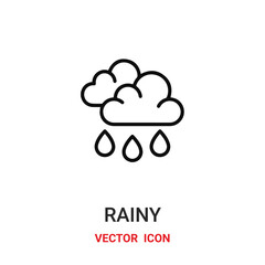 rainy icon vector symbol. rain symbol icon vector for your design. Modern outline icon for your website and mobile app design.