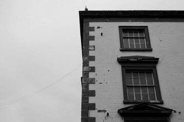 Black and white old building in the city