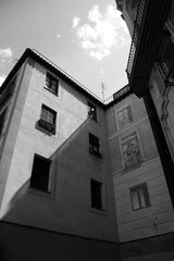 Building with shadow and light in the city