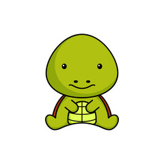 Cute business turtle icon on white background. Mascot cartoon animal character design of album, scrapbook, greeting card, invitation, flyer, sticker, card. Flat vector stock illustration.