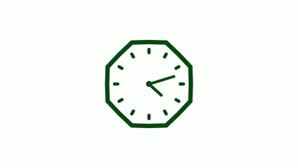 Counting down 12 hours green dark clock icon on white background,clock icon