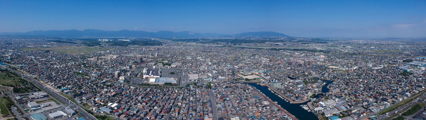 航空撮影した四日市の町並みのパノラマ写真