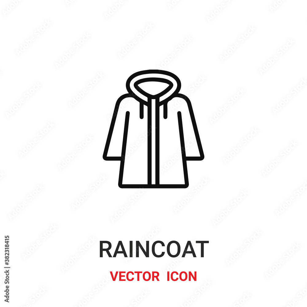 Poster raincoat icon vector symbol. raincoat symbol icon vector for your design. modern outline icon for yo