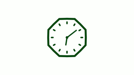 Counting down 12 hours green dark clock icon on white background,clock icon