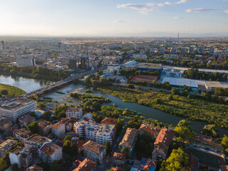 sunset view of City of Plovdiv, Bulgaria