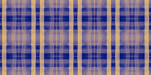 Watercolor Textured Checks. Yellow Picnic 