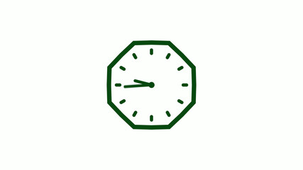 Counting down green dark clock icon on white background, Clock icon