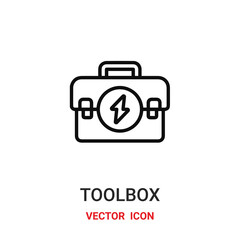 toolbox icon vector symbol. electric toolbox icon vector for your design. Modern outline icon for your website and mobile app design.