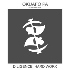 Vector icon with african adinkra symbol Okuafo Pa. Symbol of diligence and hard work