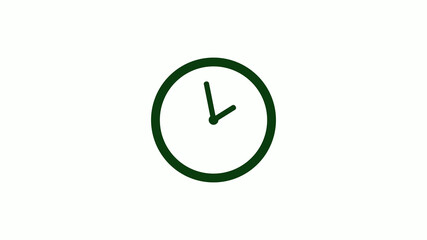 Green dark 12 hours circle clock icon on white background,clock icon,new clock icon