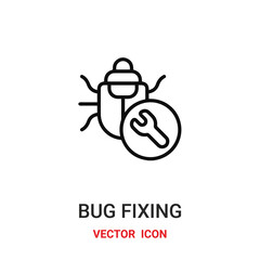 bug fixing icon vector symbol. bug fixing symbol icon vector for your design. Modern outline icon for your website and mobile app design.