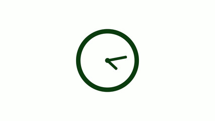 Green dark 12 hours circle clock icon on white background,clock icon,new clock icon