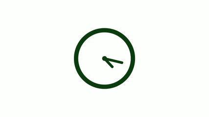 Green dark 12 hours circle clock icon on white background,clock icon,new clock icon