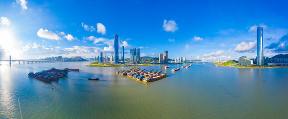 Aerial view of the Bay of Zhuhai and Macao, China